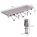 Brandina per Campeggio con Poggiatesta e Tasca 200x65x42 cm in Acciaio e tessuto Oxford Grigio