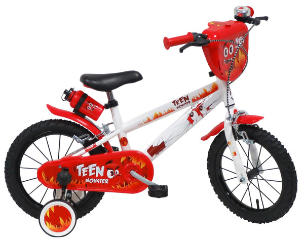 sconto Bicicletta per Bambino 14" 2 Freni Teen Monster Bianca/Rossa