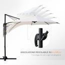 Ombrellone Decentrato da Giardino in Acciaio Ø2,95x2,5 m 360° Bianco Crema 