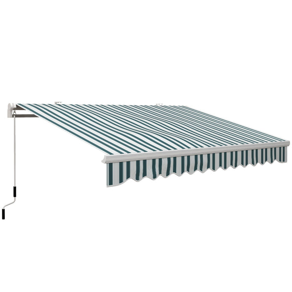 Tenda da Sole a Bracci 395x245 cm Avvolgibile a Manovella Verde e Bianco prezzo