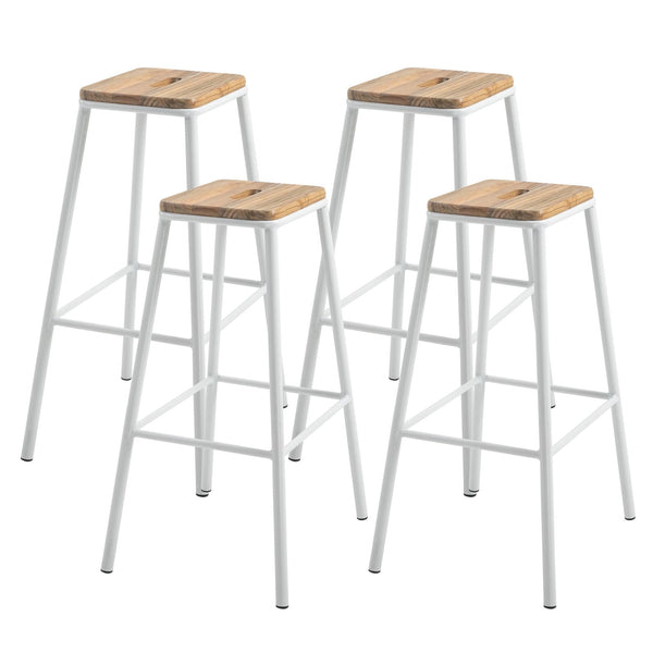 Set 4 Sgabelli da Bar Alti in Acciaio e Legno Bianchi online