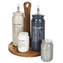 Menage Set Olio Aceto Sale e Pepe  in Gres VdE Tivoli 1996 con Stand