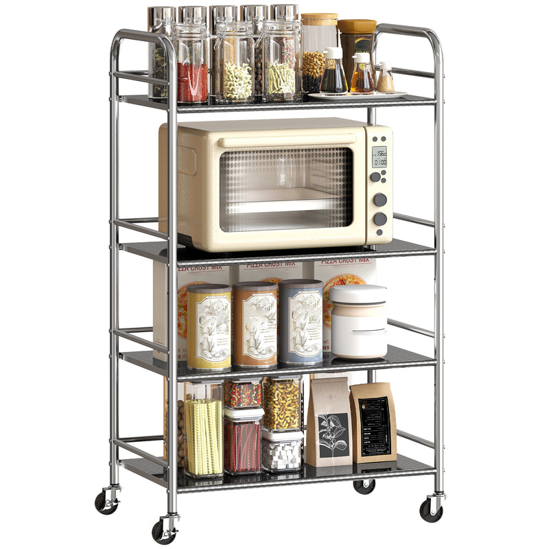 Carrello da Cucina Multiuso a 4 Livelli 60x35x100 cm in Acciaio Inox   