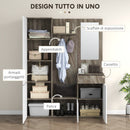 Mobile Guardaroba per Ingresso con Specchio Appendiabiti e Armadio 145x29x184 cm Nero e Bianco  