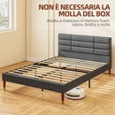 Struttura Letto Matrimoniale con Testiera 141x207x88 cm in Tessuto effetto Lino Grigio  