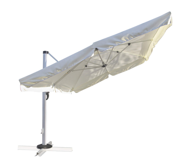Ombrellone da Giardino Decentrato 3x3m in Alluminio e Poliestere Bianco