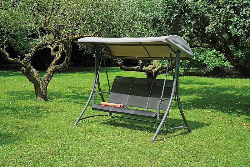Dondolo da Giardino in Ferro 3 Posti Vorghini Swing Antracite e Grigio