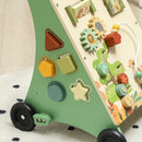 Carrello Primi Passi per Bambini 18+ Mesi 33,5x36x46,8 cm con Freno Regolabile in Legno Levigato Verde      