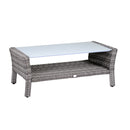 Set da Giardino Divano 2 Poltrone e Tavolino in Polyrattan Amalia Grigio