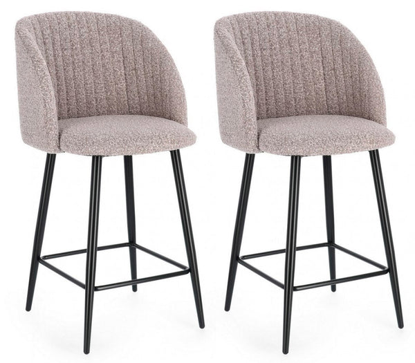prezzo Set 2 Sgabelli 53x59x97 cm Queen in Bouclè Nero e Visone