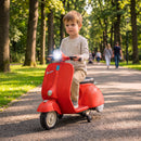 Moto Elettrica per Bambini 3+ Anni Licenza Piaggio Vespa 7,2 V 81x37x63 cm con Rotelle Rimovibili 3-5 km/h Max 30 kg in PP Rosso      