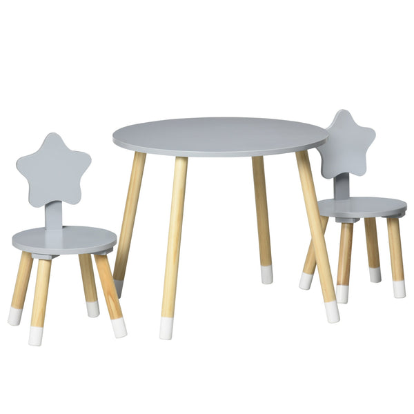 Set Tavolo con 2 Sedie per Bambini in Legno Grigio prezzo