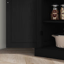 Mobile da Cucina Alto Credenza 76x40,5x184 cm con 6 Ripiani Regolabili e 4 Ante in Legno Nero      