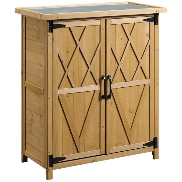 prezzo Armadio da Giardino 75x40x90 cm Porta Attrezzi con 2 Ante e 4 Scaffali Piano in Lamiera in Legno