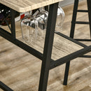 Tavolo Bar con Portabottiglie 120x60x91 cm in Truciolato e Acciaio Nero