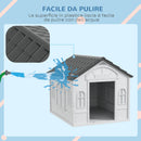 Casetta per Cani da Esterno 65x75,7x63 cm con Tetto Inclinato in PP Impermeabile Grigio  