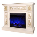 Camino Elettrico da Pavimento 87x110x30 cm Effetto Fiamma 1500W Latifa & Lorance Avorio