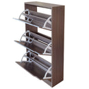 Scarpiera 3 Ante 63x24x115 cm a Doppia Profondità con Maniglie in Metallo in MDF Noce      