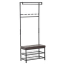 Panchina Ingresso con Appendiabiti in Metallo Imbottita Marrone 72.5x35x180 cm 