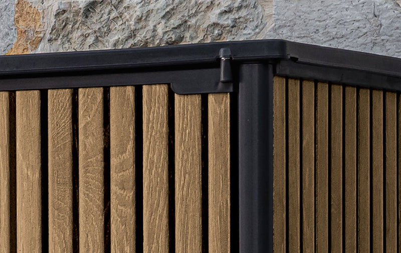 Armadio Porta Attrezzi da Esterno 140x73,6x170,4 cm Keter Signature Vertical Shed in Resina Effetto Legno Noce      