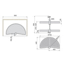 Cestello Girevole Ø75 cm per Mobile da Cucina 90 cm in Plastica Emuca Grigio