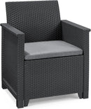 Set Tavolino e 2 Poltrone da Giardino Effetto Rattan Keter Emma Balcony Antracite