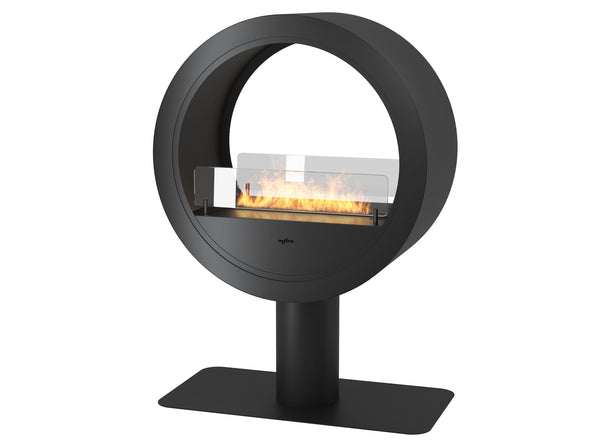 Camino a Bioetanolo da Pavimento 72,5x100x37,5 cm Incyrcle 2Side Stand Nero con Vetro prezzo