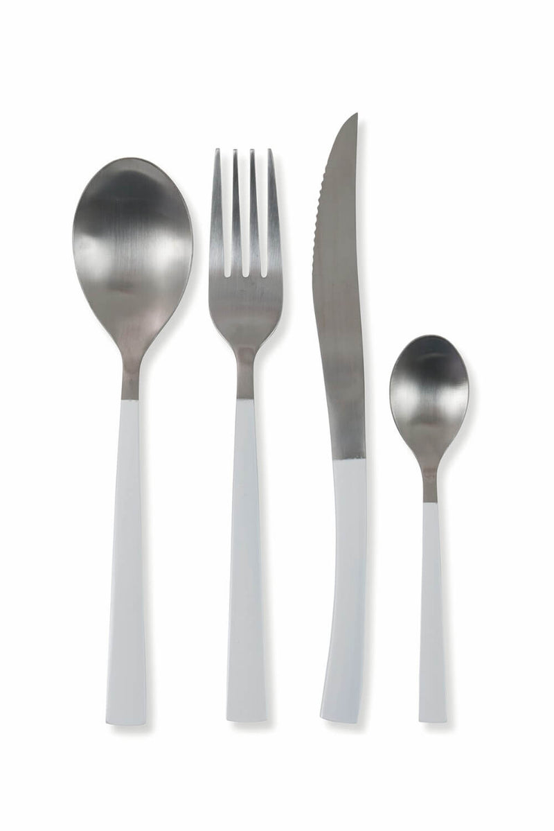 Servizio Set di Posate 24 Pezzi in Acciaio Villa d'Este Home Tivoli Inverse Argento/Bianco