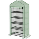 Serra a Casetta a 5 Livelli con Ingresso Avvolgibile 90x49x193 cm in Acciaio e Polietilene Verde
