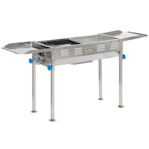 Barbecue a Carbone Carbonella 120x31x60-70 cm in Acciaio Inox Argento prezzo