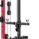 Power Cage Stazione Fitness Pieghevole 184x123x209 cm Rack con Barra Trazioni e Sistema Puleggia Cavi in Acciaio Q195 Rosso      