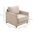 Poltrona Imbottita 80x85x88 cm in Tessuto Effetto Lino Beige