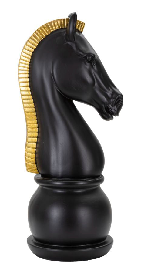 Cavallo da Scacchi 18,5x50x18,5 cm in Poliresina Nero/Oro prezzo