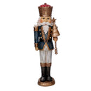 Soldatino Schiaccianoci in resina blu con albero con led cm 14,5x11xh47