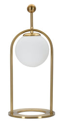 Lampada da Tavolo Glamy Arc Ø21x50 cm in Ferro e Vetro Oro e Bianco      