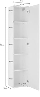 Armadio 1 Anta 40x30x180 cm Maruska Bianco Lucido