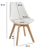 Set 4 Sedie 52x48,5x82 cm in Similpelle e Legno di Faggio Tommy Bianche