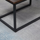 Set 2 Tavolini da Caffè Impilabili in Legno e Acciaio Marrone e Nero