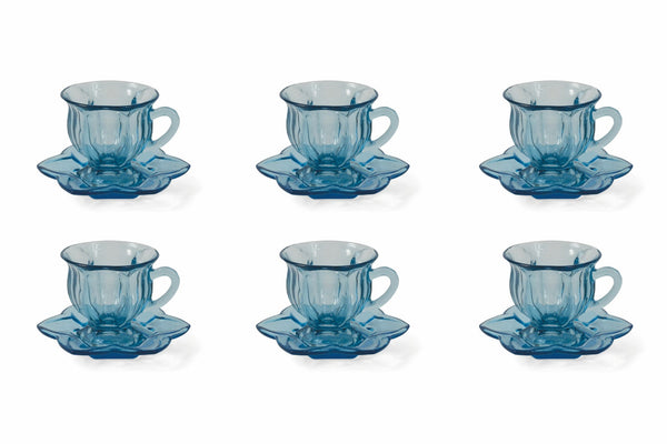 acquista Set 6 Tazzine da Caffè Ø7x7 cm in Vetro Villa d'Este Home Tivoli Glass Blu