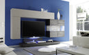 Parete Attrezzata Mobili Salotto 3 Mobili Sospesi 1 Mobile TV 275x50x180cm TFT  Line Peltro Opaco Grigio Quercia