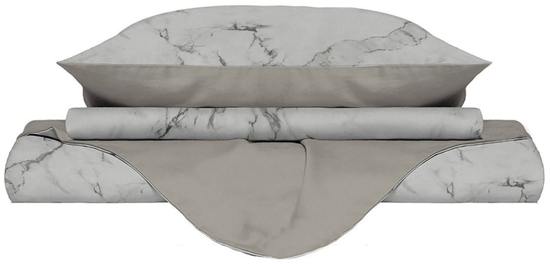 Copripiumino con Federe Stampato in Microfibra Marble Varie Misure