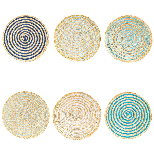 Set 6 Tovagliette Tonda in Rafia Ø39 cm Villa d'Este Home Tivoli Spiral prezzo