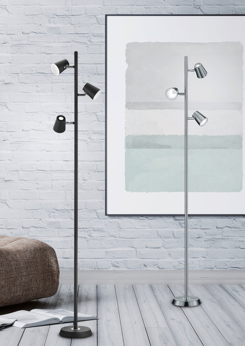 Piantana da Interno a LED in Metallo Nickel Opaco