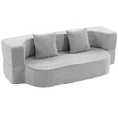 Divano Letto 2 Posti 2 in 1 190x80x60 cm con 2 Cuscini Sfoderabili Braccioli e Seduta Imbottita in Ciniglia Grigio Chiaro      