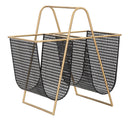 Porta Giornali Double 31x40x42,5 cm in Ferro Nero e Oro