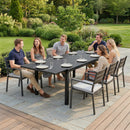 Tavolo da Giardino Allungabile 225x85x75 cm per 6-8 persone in Alluminio con Piano a Doghe Nero      