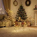 Set 3 Renne di Natale Luminose da Esterno Alte 120 cm con 200 LED Bianco Caldo 8 Modalità e Timer in Metallo e Rattan PP Marrone      