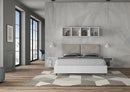 Letto Matrimoniale con Alzata Comoda Struttura Bianco Frassico con Cuscini in Similpelle Appia Tortora Varie Misure