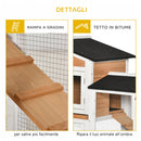 Conigliera a 2 Livelli 157,4x53x99,5 cm in Legno Metallo e Bitume Giallo Bianco e Nero   