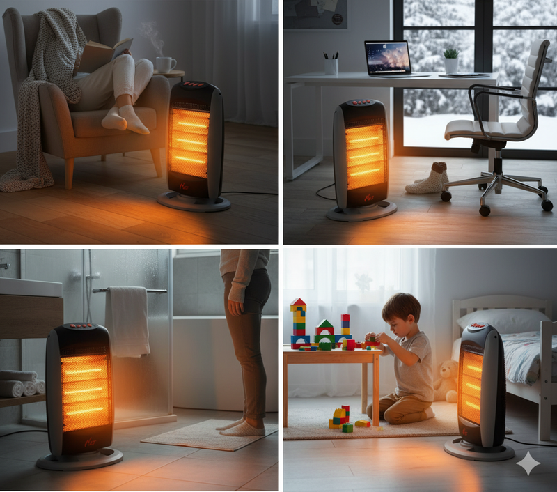 Stufa Alogena 1200W Oscillante 3 Elementi